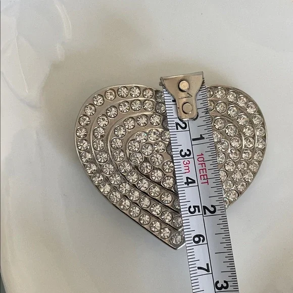 Silver Heart Crystal Belt Buckle - Picture 6 of 6